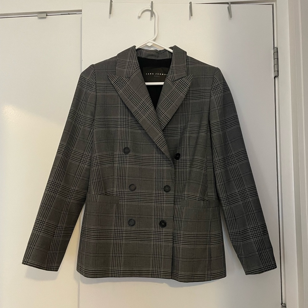 Tara Jarmon Grey Plaid Blazer